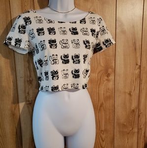 Divided by H&M Cat Crop Tshirt